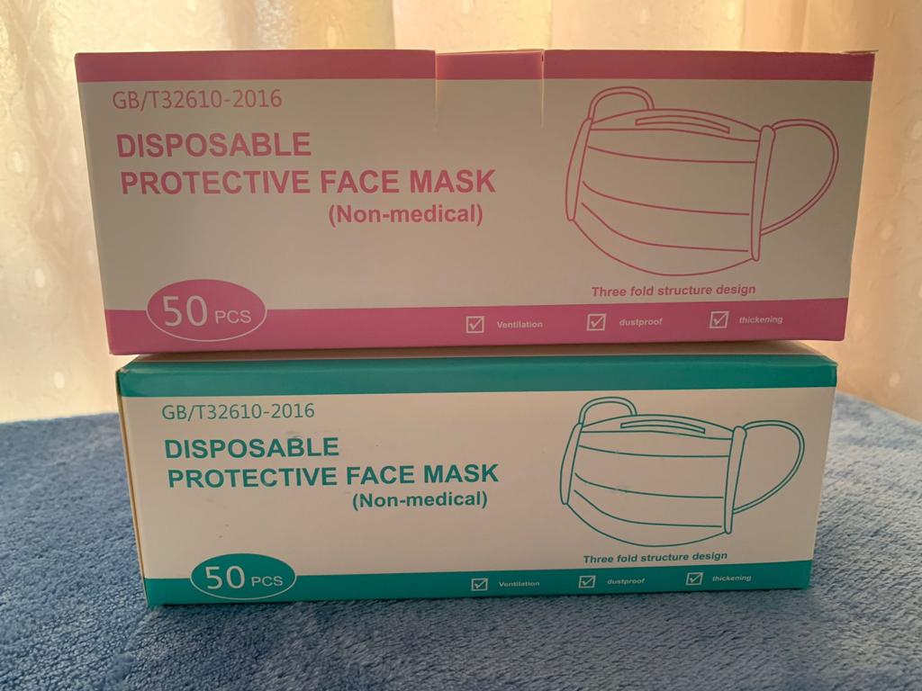 Mascarillas desechables rosadas certificadas 3 capas