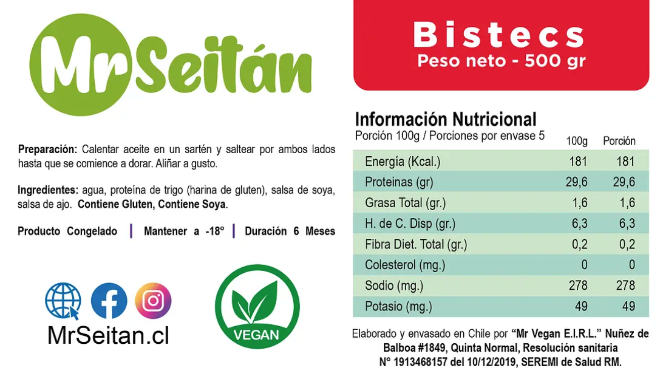 Bistec Mr Seitan 500 gr