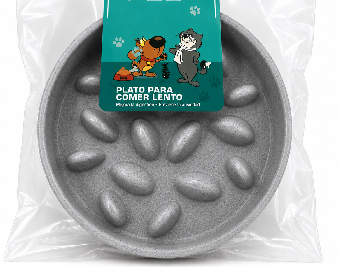 Plato de alimentación lenta para perros y gatos color beige diseño slow feeder