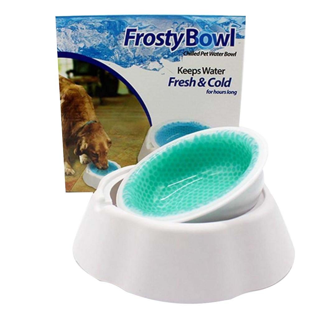 Plato refrigerante para perros y gatos Frosty Bowl que mantiene el agua fresca y fría por más tiempo.
