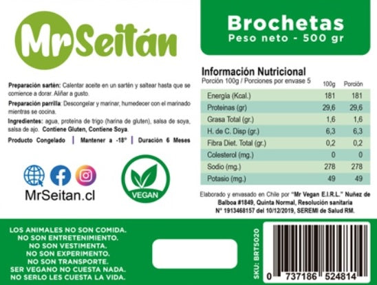 Brochetas Mr Seitan 500 gr